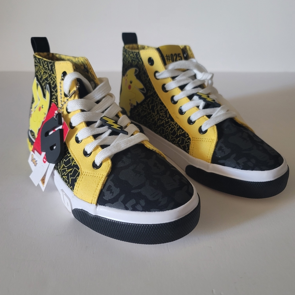 Yellow and Black High-Top Sneakers